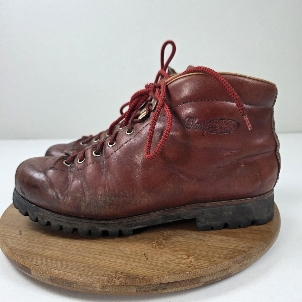 Vintage Vasque Boots Mens Size 10 Brown Leather Hiking Ankle Made Italy 7525
